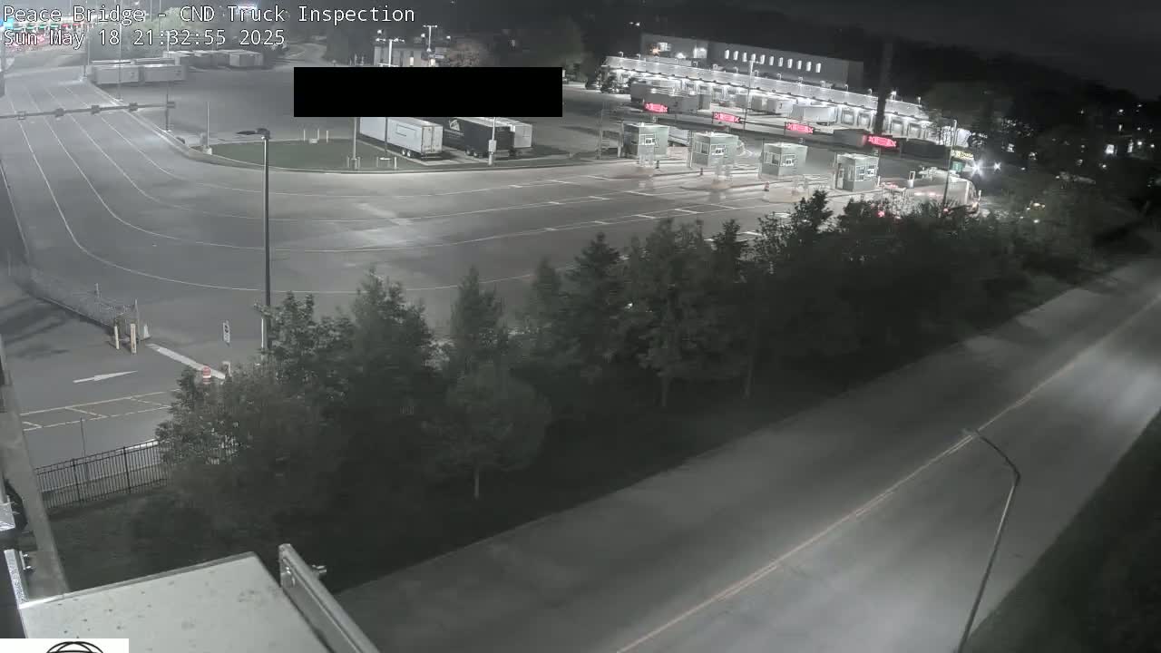 Fort Erie, Peace Bridge Canada Bound Truck Border Crossing Check Toll Booth Live Cam -Fort Erie, Niagara, Ontario, Canada