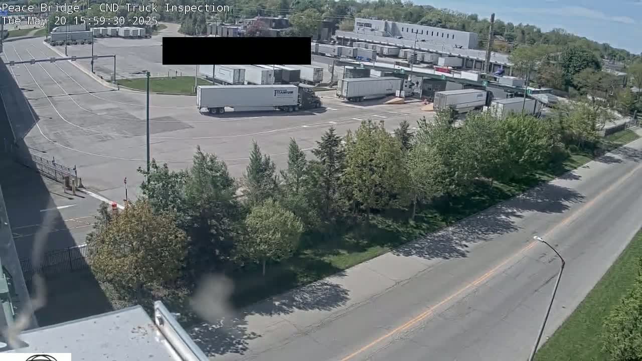 Fort Erie, Peace Bridge Canada Bound Truck Border Crossing Check Toll Booth Live Cam -Fort Erie, Niagara, Ontario, Canada