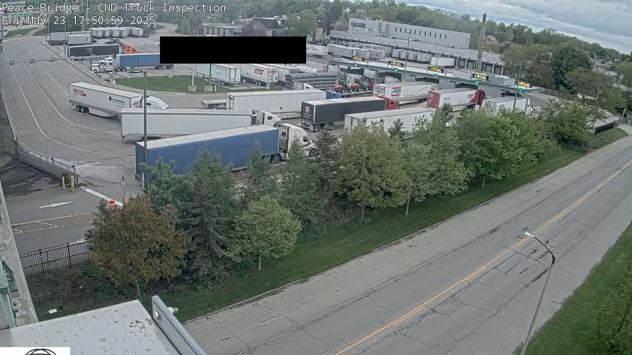 Fort Erie, Peace Bridge Canada Bound Truck Border Crossing Check Toll Booth Live Cam -Fort Erie, Niagara, Ontario, Canada