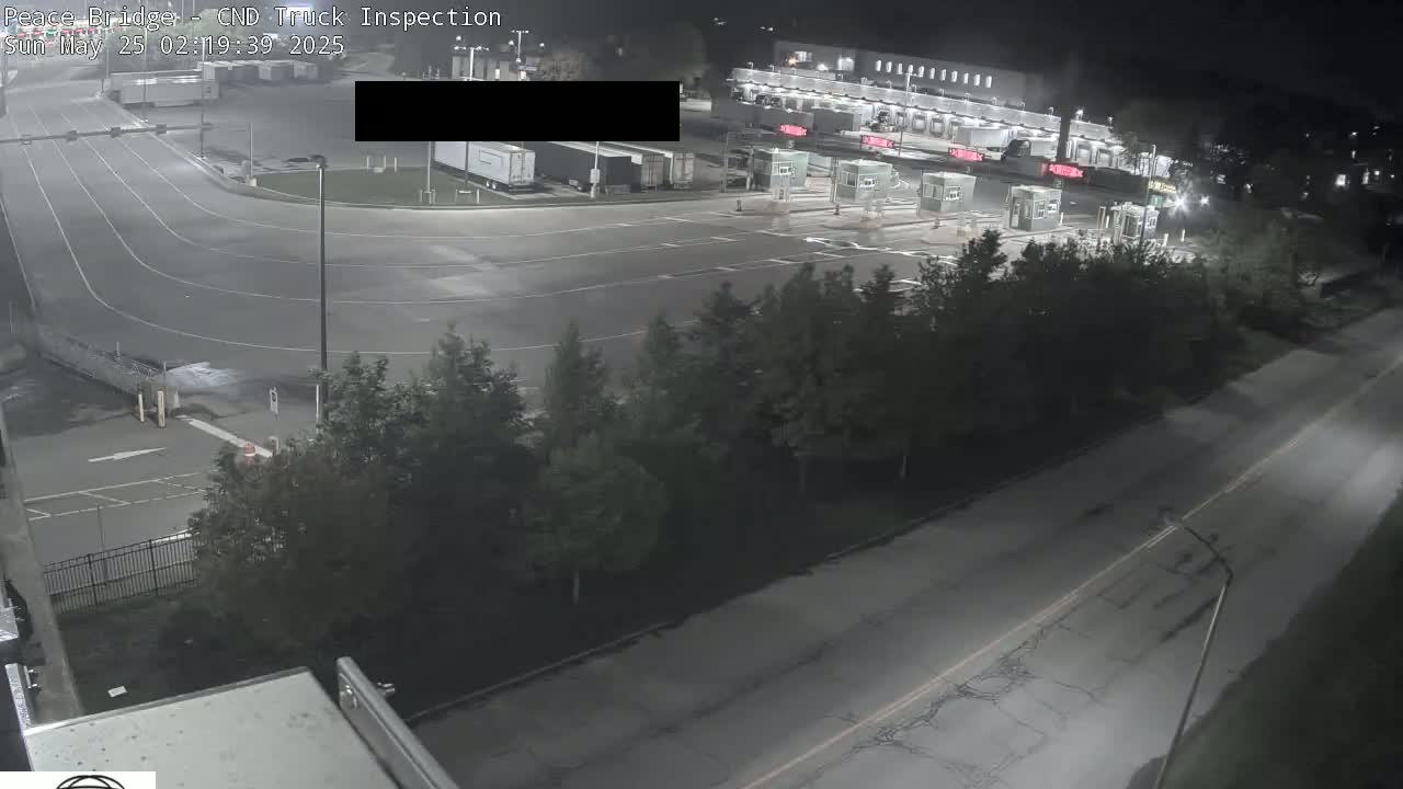 Fort Erie, Peace Bridge Canada Bound Truck Border Crossing Check Toll Booth Live Cam -Fort Erie, Niagara, Ontario, Canada