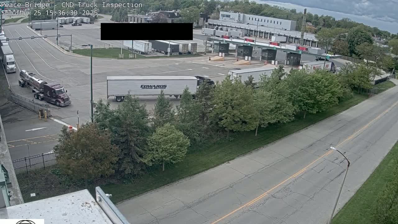 Fort Erie, Peace Bridge Canada Bound Truck Border Crossing Check Toll Booth Live Cam -Fort Erie, Niagara, Ontario, Canada