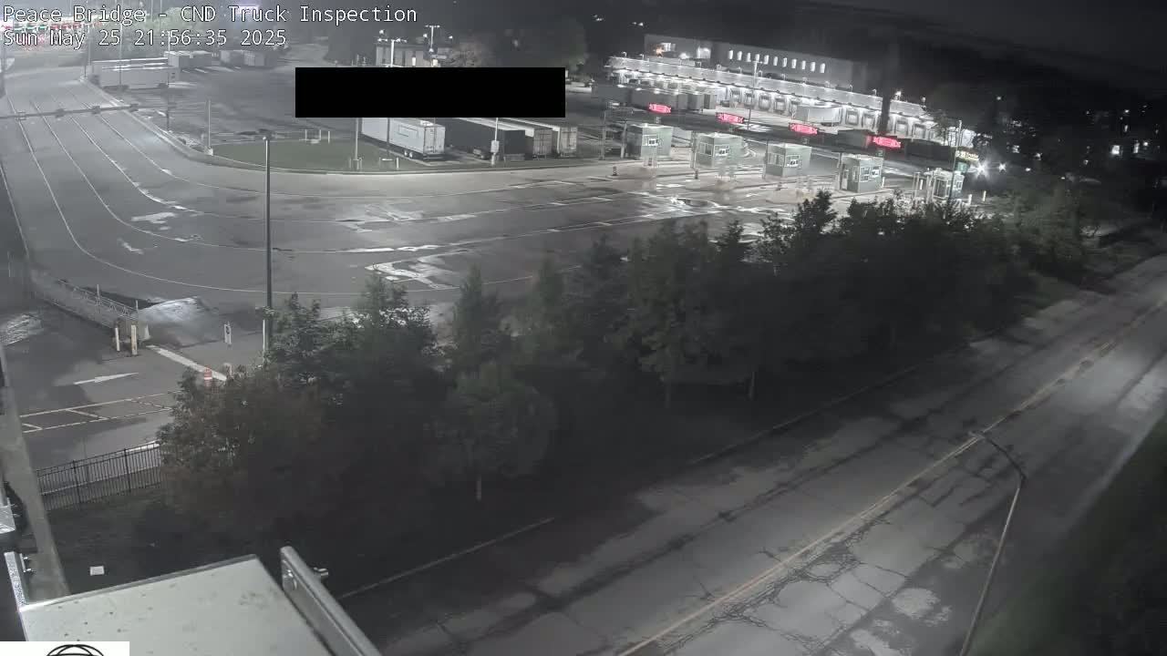 Fort Erie, Peace Bridge Canada Bound Truck Border Crossing Check Toll Booth Live Cam -Fort Erie, Niagara, Ontario, Canada