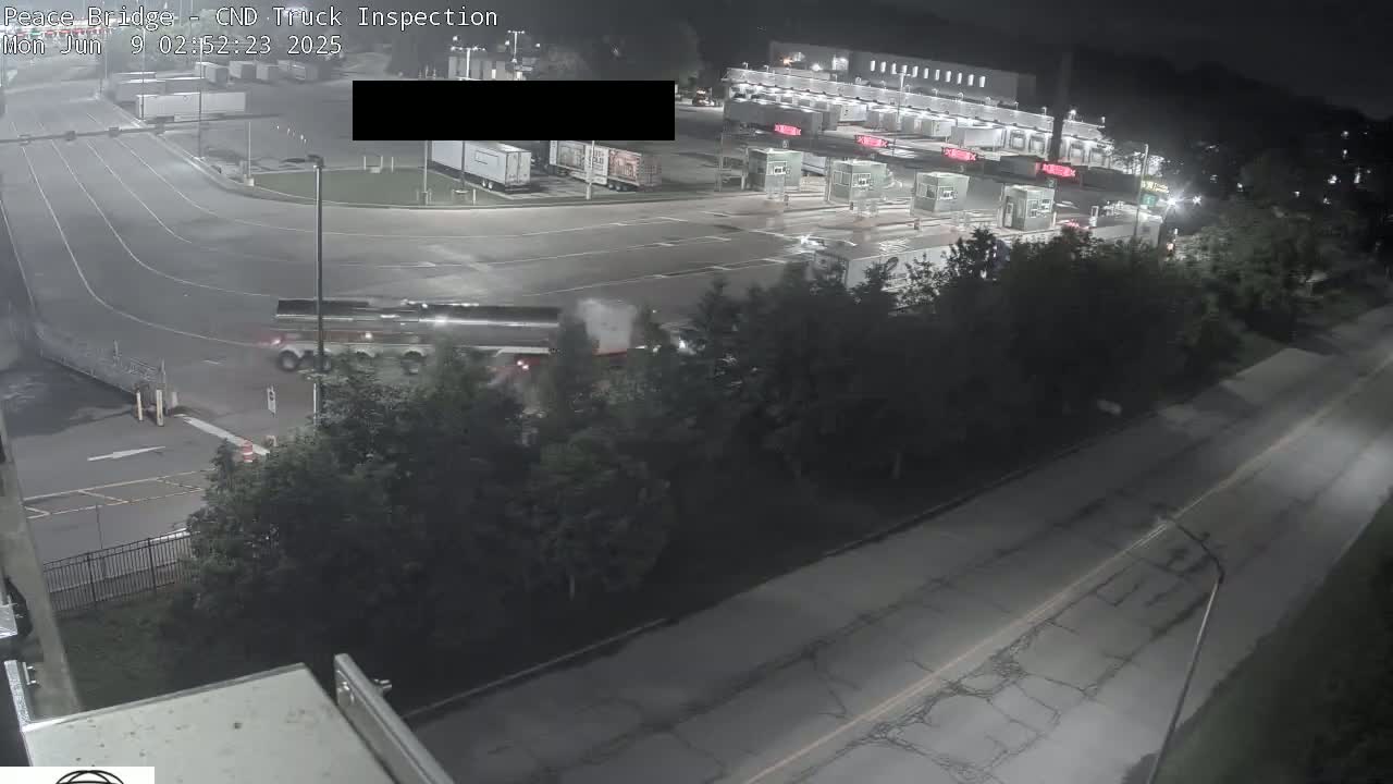 Fort Erie, Peace Bridge Canada Bound Truck Border Crossing Check Toll Booth Live Cam -Fort Erie, Niagara, Ontario, Canada