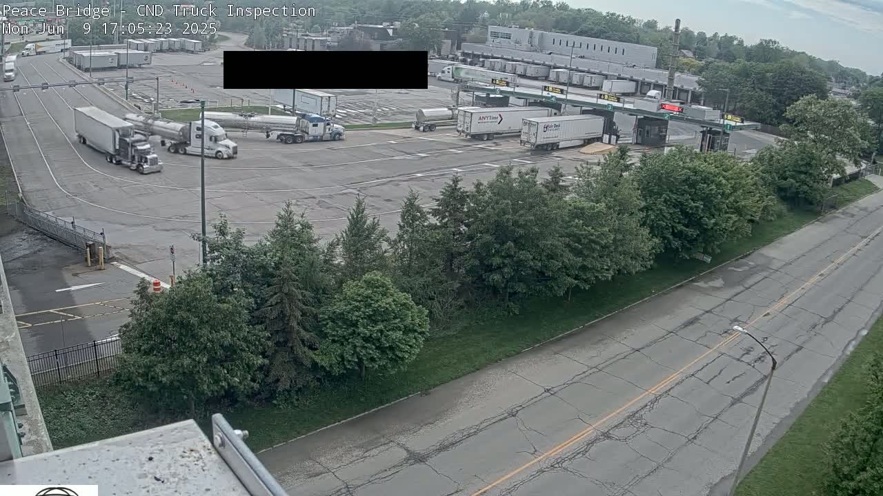 Fort Erie, Peace Bridge Canada Bound Truck Border Crossing Check Toll Booth Live Cam -Fort Erie, Niagara, Ontario, Canada
