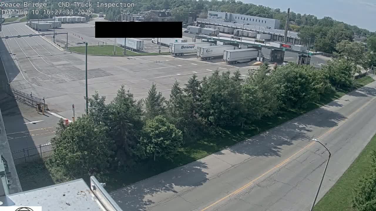 Fort Erie, Peace Bridge Canada Bound Truck Border Crossing Check Toll Booth Live Cam -Fort Erie, Niagara, Ontario, Canada