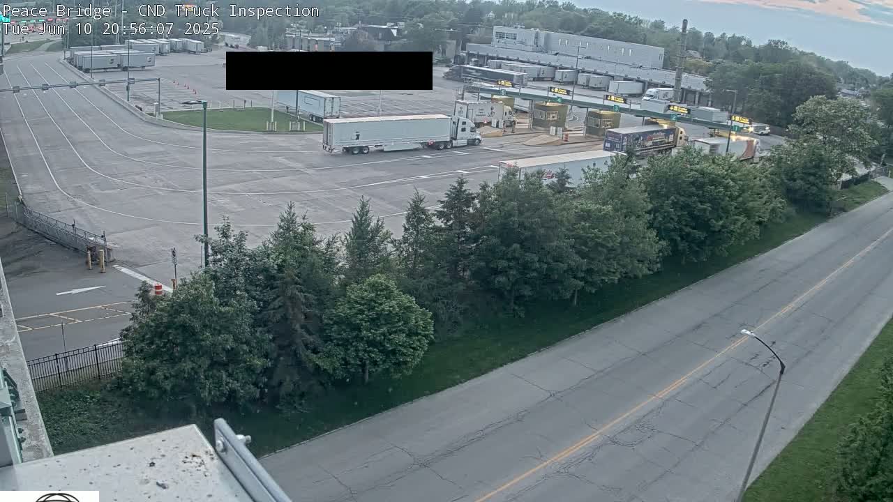 Fort Erie, Peace Bridge Canada Bound Truck Border Crossing Check Toll Booth Live Cam -Fort Erie, Niagara, Ontario, Canada