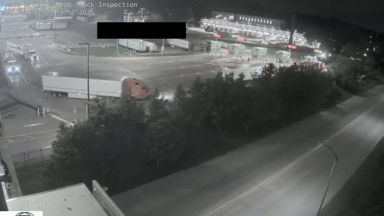 Fort Erie, Peace Bridge Canada Bound Truck Border Crossing Check Toll Booth Live Cam -Fort Erie, Niagara, Ontario, Canada