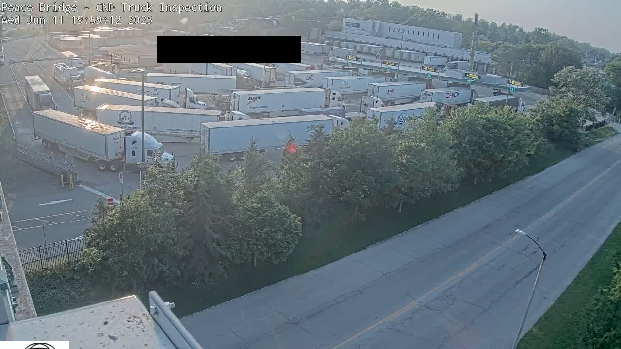 Fort Erie, Peace Bridge Canada Bound Truck Border Crossing Check Toll Booth Live Cam -Fort Erie, Niagara, Ontario, Canada