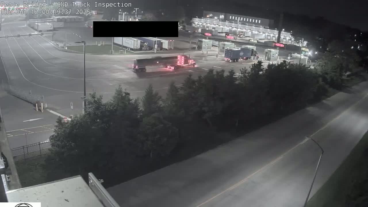 Fort Erie, Peace Bridge Canada Bound Truck Border Crossing Check Toll Booth Live Cam -Fort Erie, Niagara, Ontario, Canada