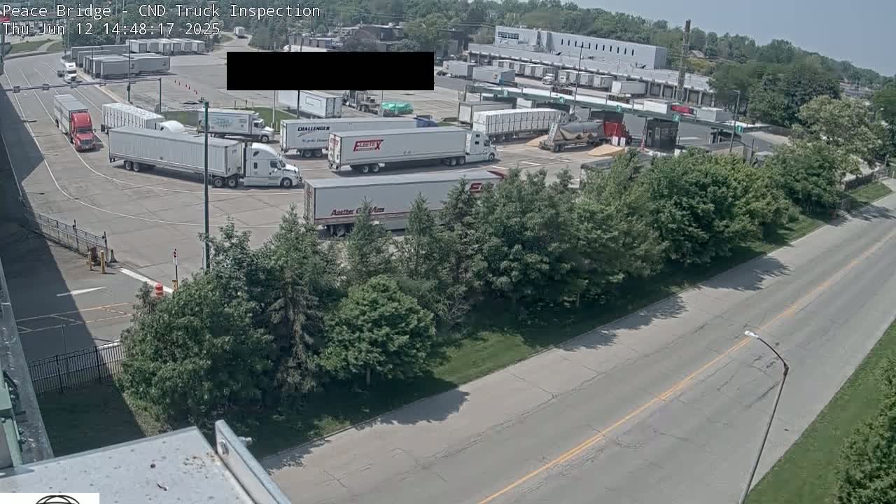 Fort Erie, Peace Bridge Canada Bound Truck Border Crossing Check Toll Booth Live Cam -Fort Erie, Niagara, Ontario, Canada
