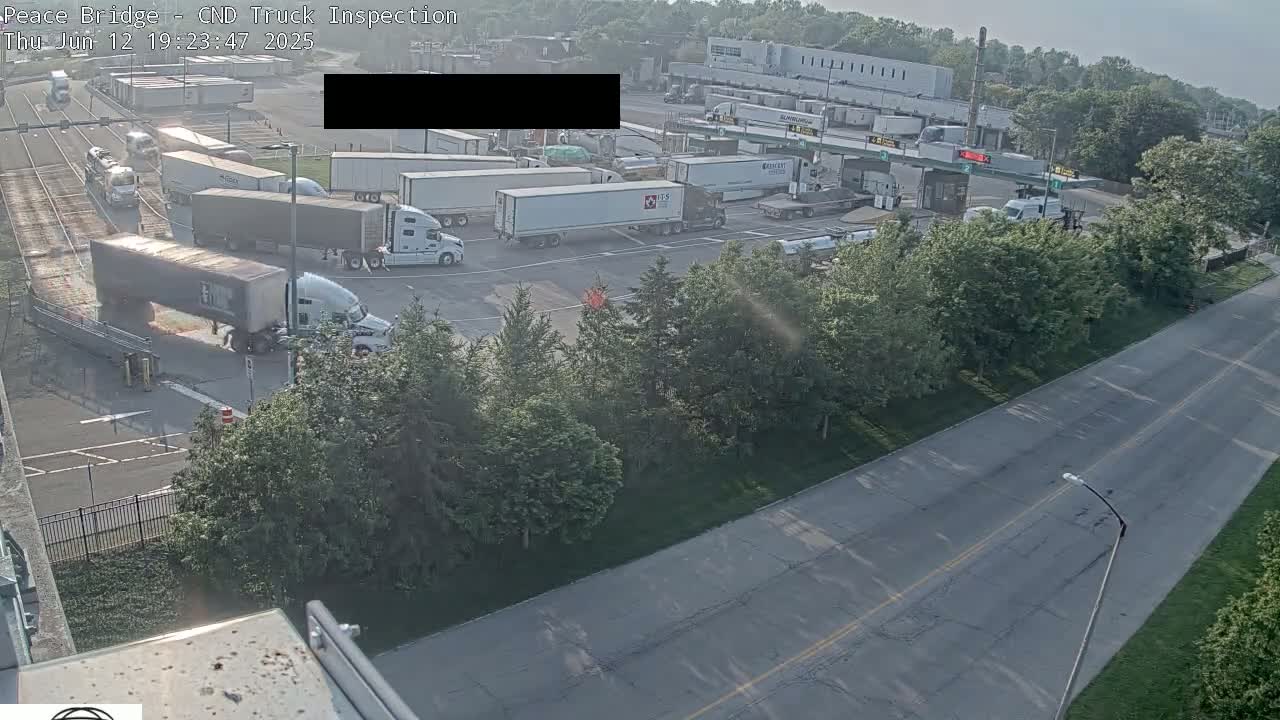 Fort Erie, Peace Bridge Canada Bound Truck Border Crossing Check Toll Booth Live Cam -Fort Erie, Niagara, Ontario, Canada