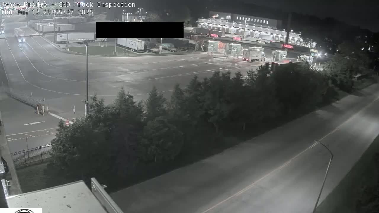 Fort Erie, Peace Bridge Canada Bound Truck Border Crossing Check Toll Booth Live Cam -Fort Erie, Niagara, Ontario, Canada