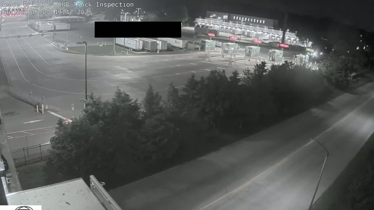 Fort Erie, Peace Bridge Canada Bound Truck Border Crossing Check Toll Booth Live Cam -Fort Erie, Niagara, Ontario, Canada
