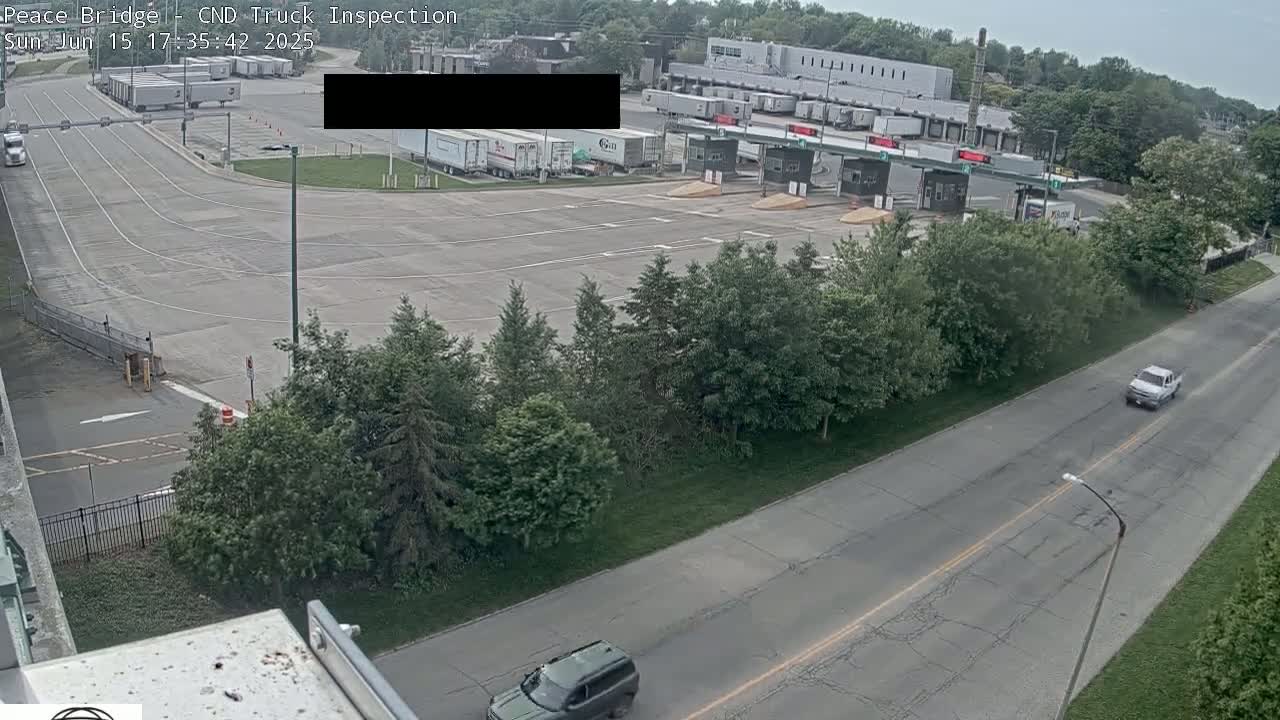 Fort Erie, Peace Bridge Canada Bound Truck Border Crossing Check Toll Booth Live Cam -Fort Erie, Niagara, Ontario, Canada