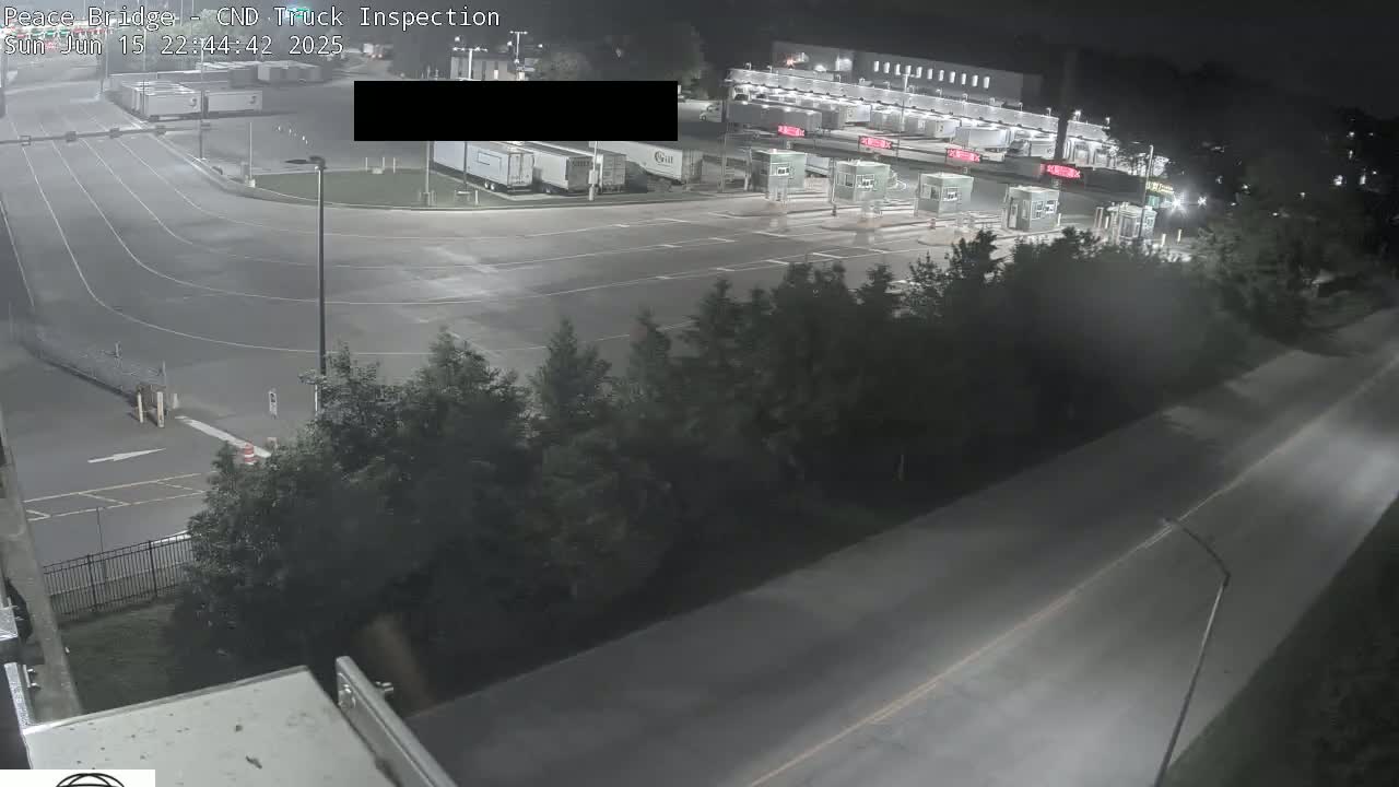 Fort Erie, Peace Bridge Canada Bound Truck Border Crossing Check Toll Booth Live Cam -Fort Erie, Niagara, Ontario, Canada