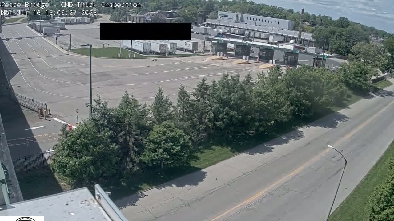 Fort Erie, Peace Bridge Canada Bound Truck Border Crossing Check Toll Booth Live Cam -Fort Erie, Niagara, Ontario, Canada