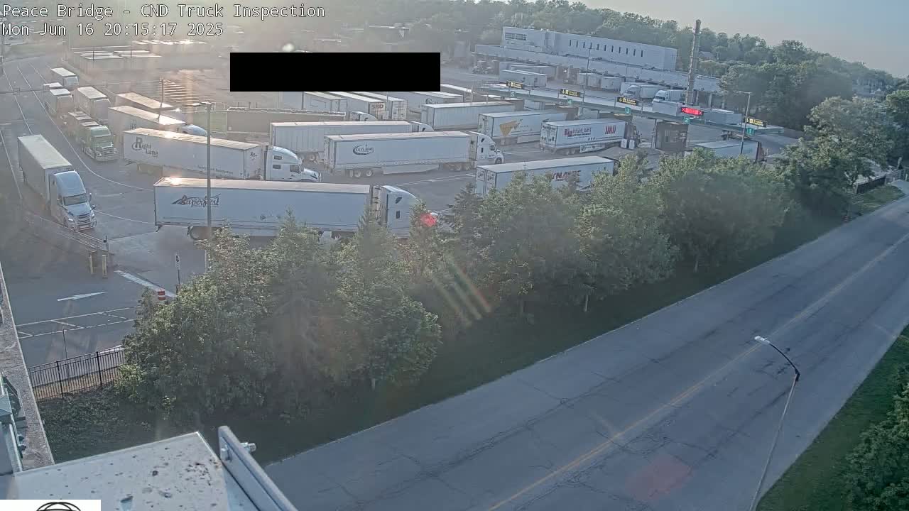 Fort Erie, Peace Bridge Canada Bound Truck Border Crossing Check Toll Booth Live Cam -Fort Erie, Niagara, Ontario, Canada