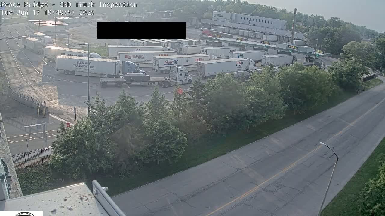 Fort Erie, Peace Bridge Canada Bound Truck Border Crossing Check Toll Booth Live Cam -Fort Erie, Niagara, Ontario, Canada