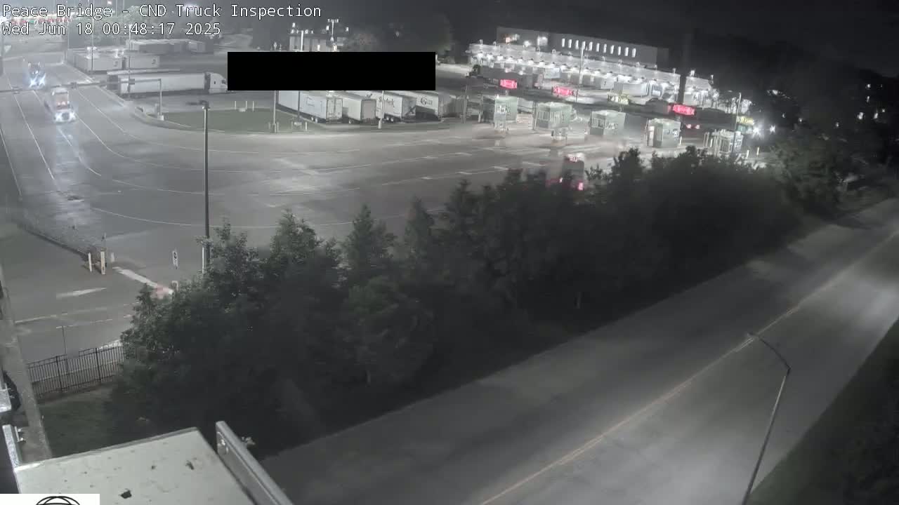 Fort Erie, Peace Bridge Canada Bound Truck Border Crossing Check Toll Booth Live Cam -Fort Erie, Niagara, Ontario, Canada
