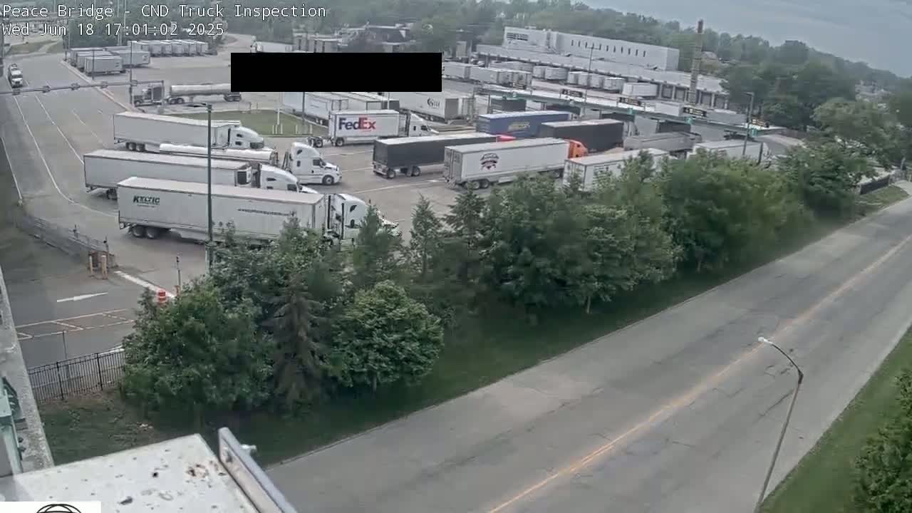 Fort Erie, Peace Bridge Canada Bound Truck Border Crossing Check Toll Booth Live Cam -Fort Erie, Niagara, Ontario, Canada