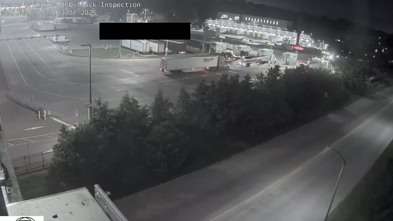 Fort Erie, Peace Bridge Canada Bound Truck Border Crossing Check Toll Booth Live Cam -Fort Erie, Niagara, Ontario, Canada