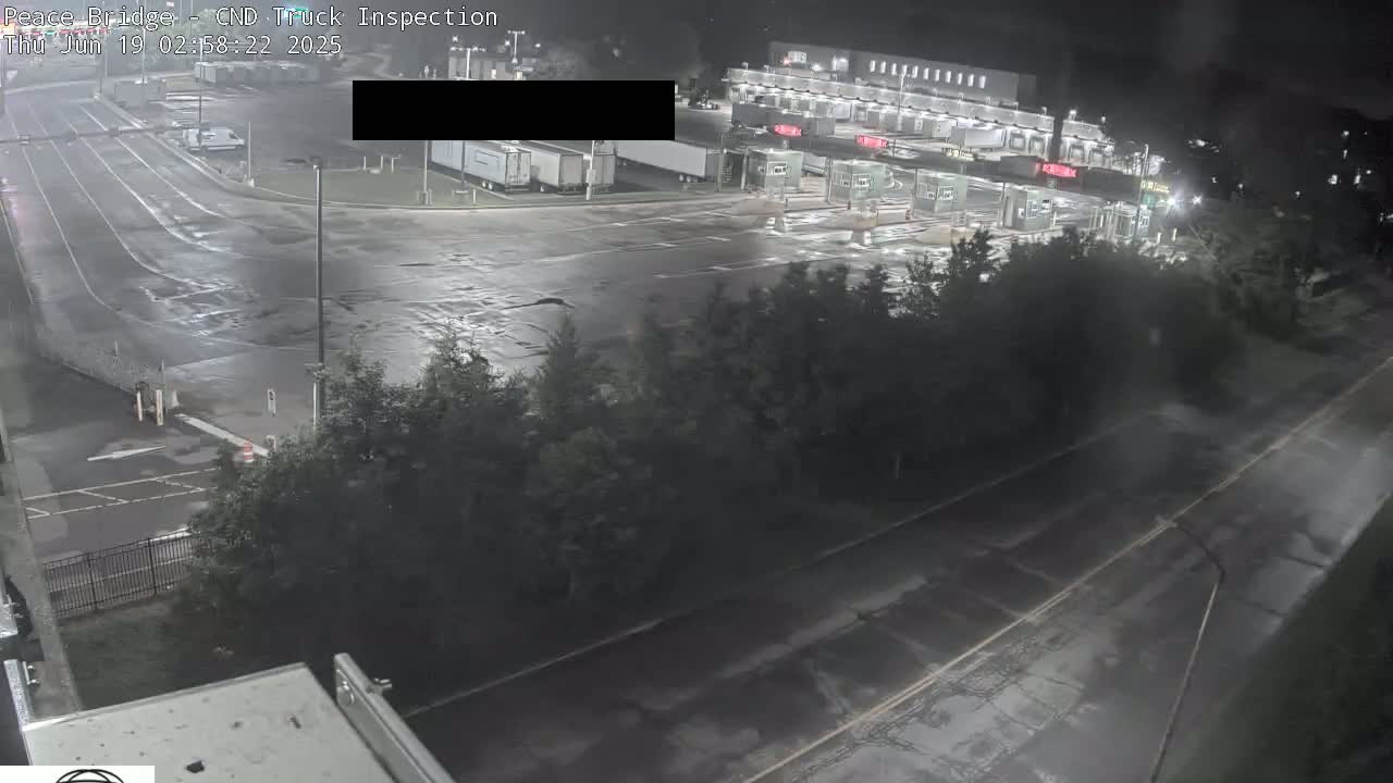 Fort Erie, Peace Bridge Canada Bound Truck Border Crossing Check Toll Booth Live Cam -Fort Erie, Niagara, Ontario, Canada