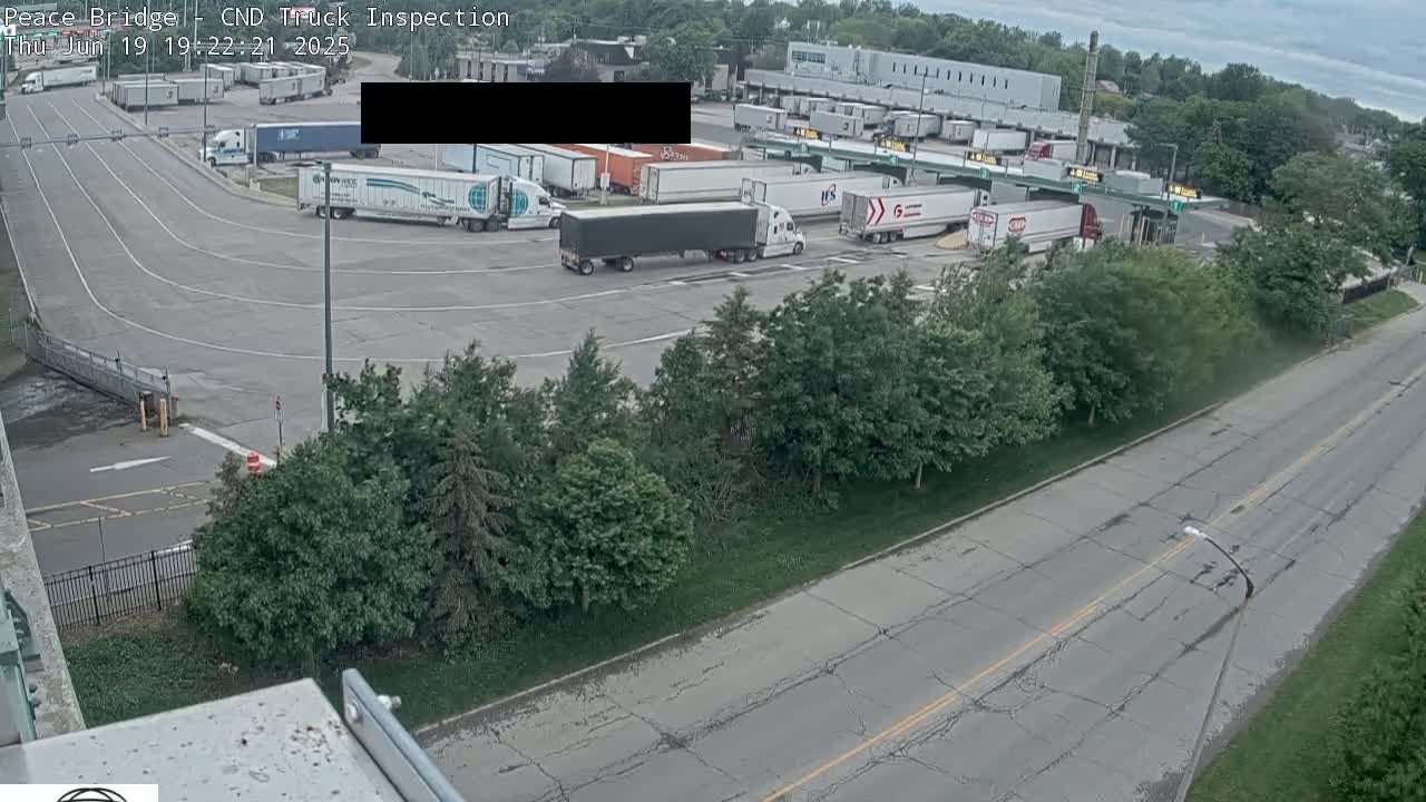 Fort Erie, Peace Bridge Canada Bound Truck Border Crossing Check Toll Booth Live Cam -Fort Erie, Niagara, Ontario, Canada