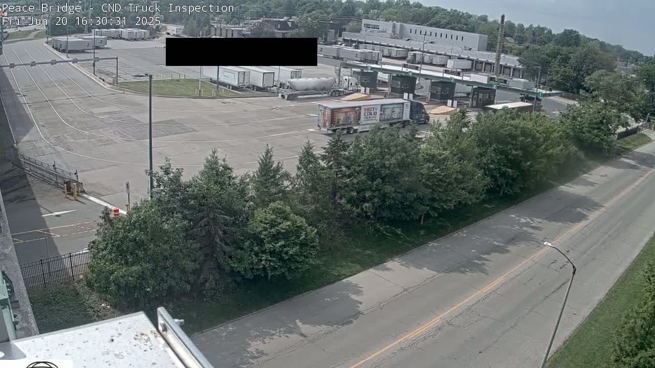 Fort Erie, Peace Bridge Canada Bound Truck Border Crossing Check Toll Booth Live Cam -Fort Erie, Niagara, Ontario, Canada