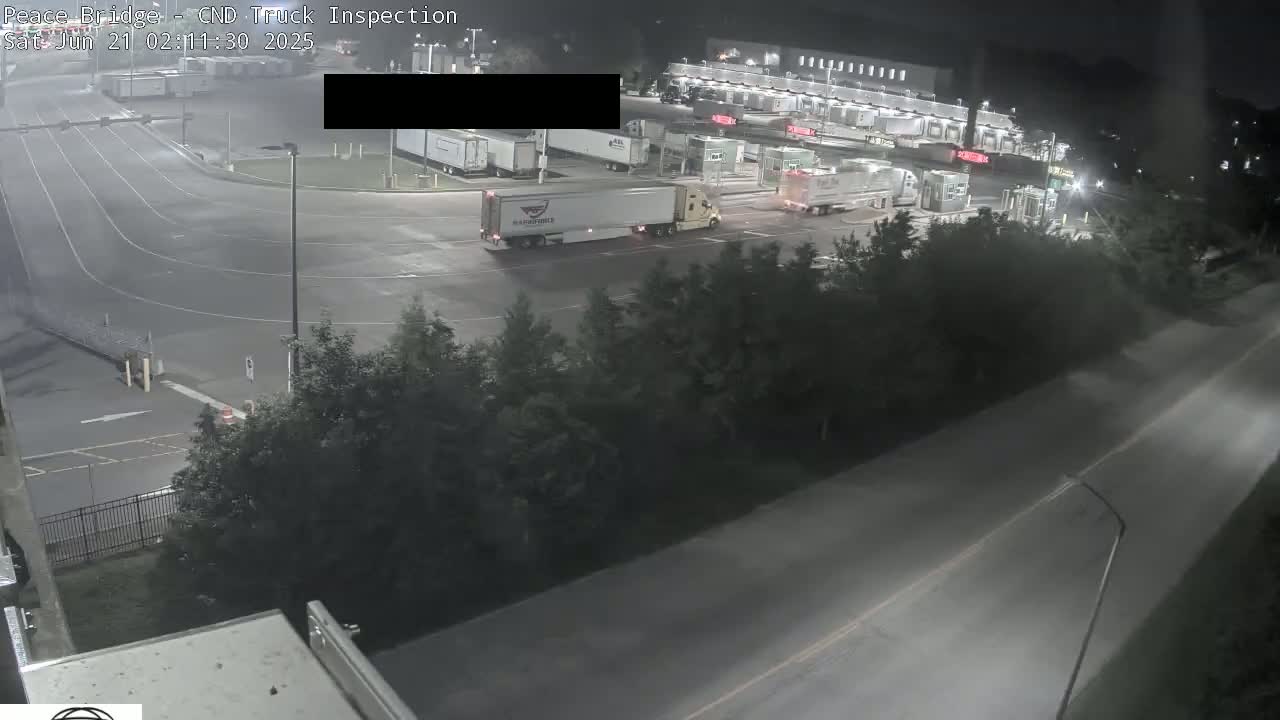 Fort Erie, Peace Bridge Canada Bound Truck Border Crossing Check Toll Booth Live Cam -Fort Erie, Niagara, Ontario, Canada