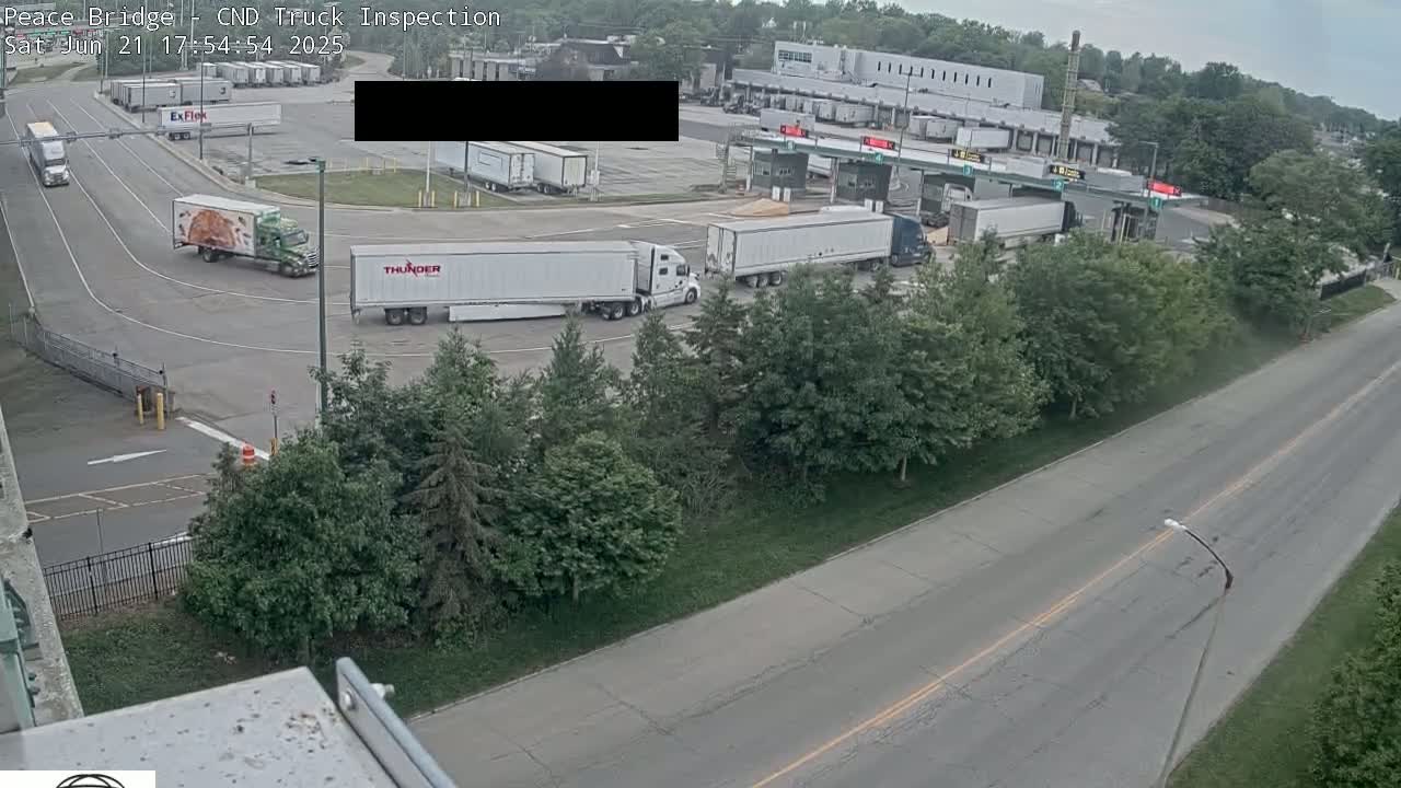 Fort Erie, Peace Bridge Canada Bound Truck Border Crossing Check Toll Booth Live Cam -Fort Erie, Niagara, Ontario, Canada
