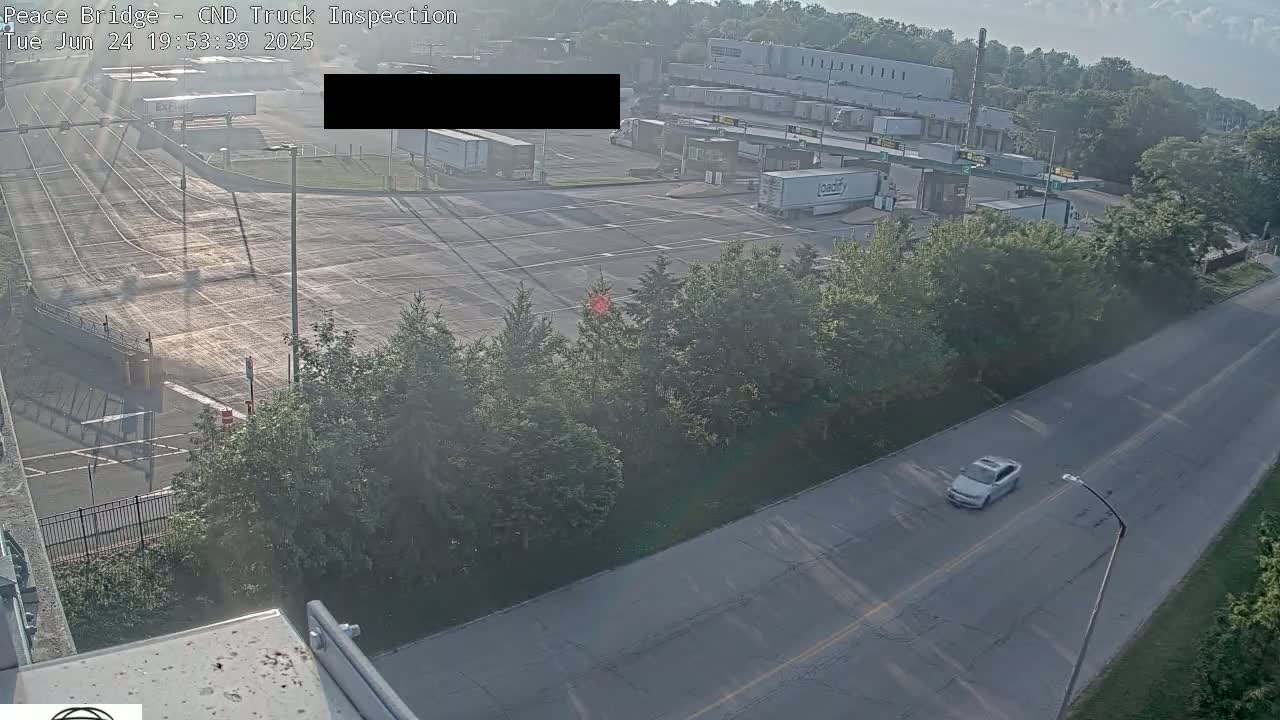 Fort Erie, Peace Bridge Canada Bound Truck Border Crossing Check Toll Booth Live Cam -Fort Erie, Niagara, Ontario, Canada