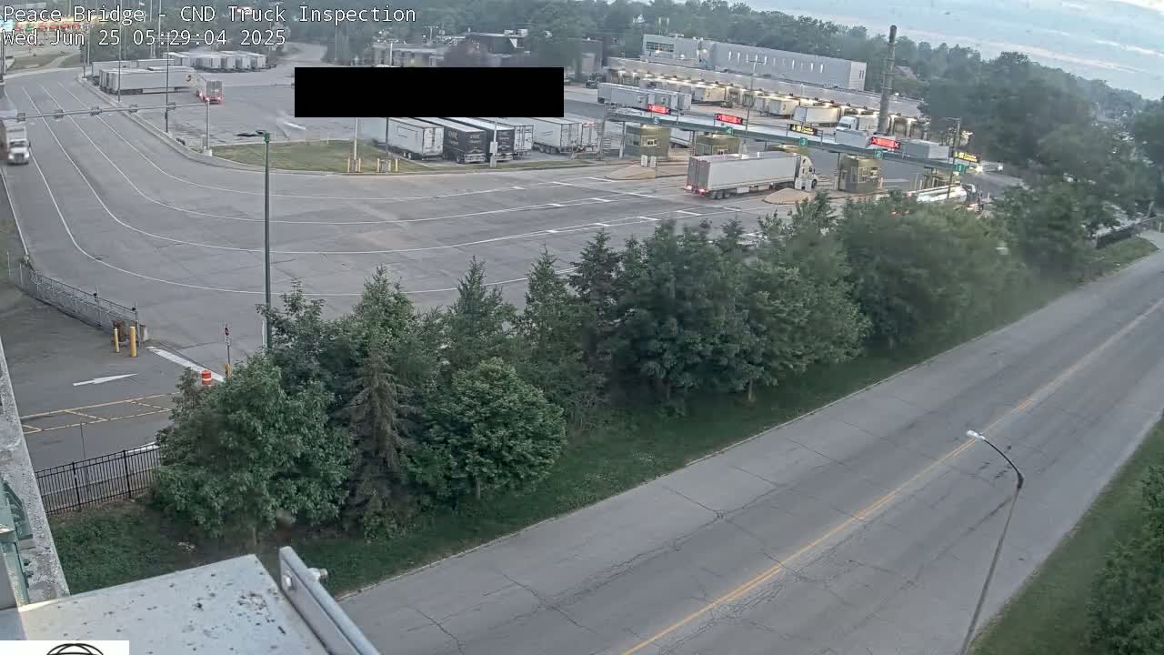 Fort Erie, Peace Bridge Canada Bound Truck Border Crossing Check Toll Booth Live Cam -Fort Erie, Niagara, Ontario, Canada