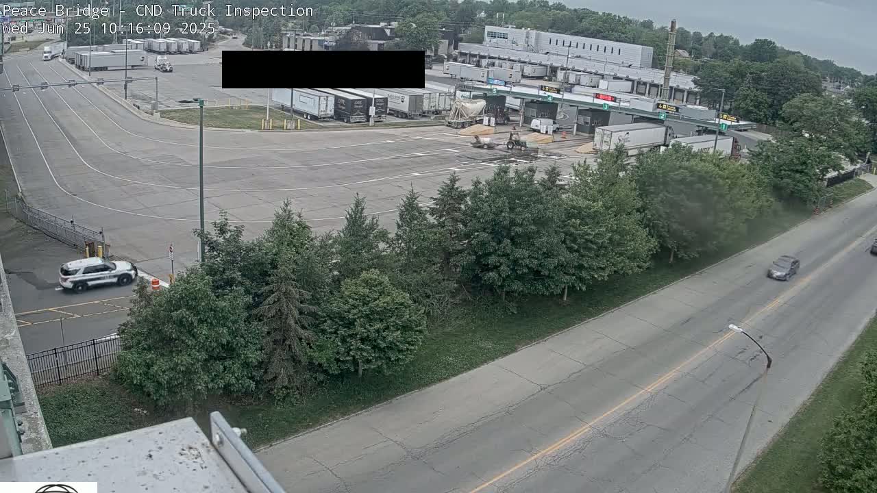 Fort Erie, Peace Bridge Canada Bound Truck Border Crossing Check Toll Booth Live Cam -Fort Erie, Niagara, Ontario, Canada