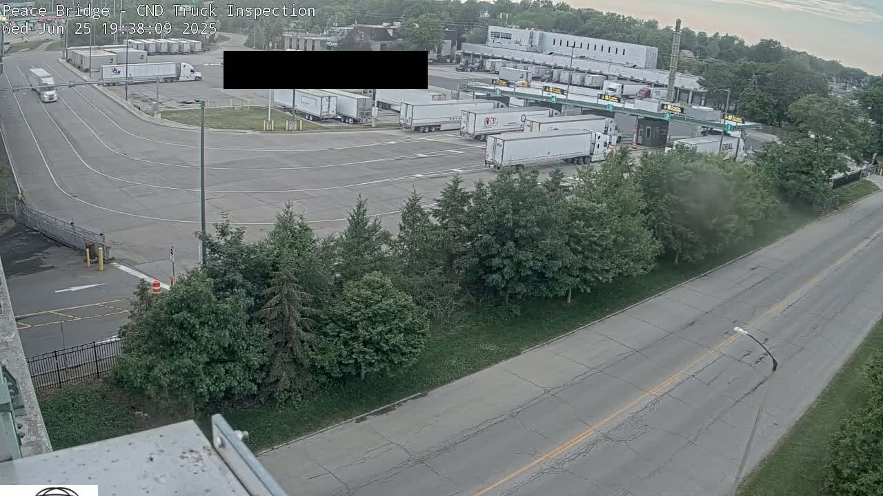Fort Erie, Peace Bridge Canada Bound Truck Border Crossing Check Toll Booth Live Cam -Fort Erie, Niagara, Ontario, Canada