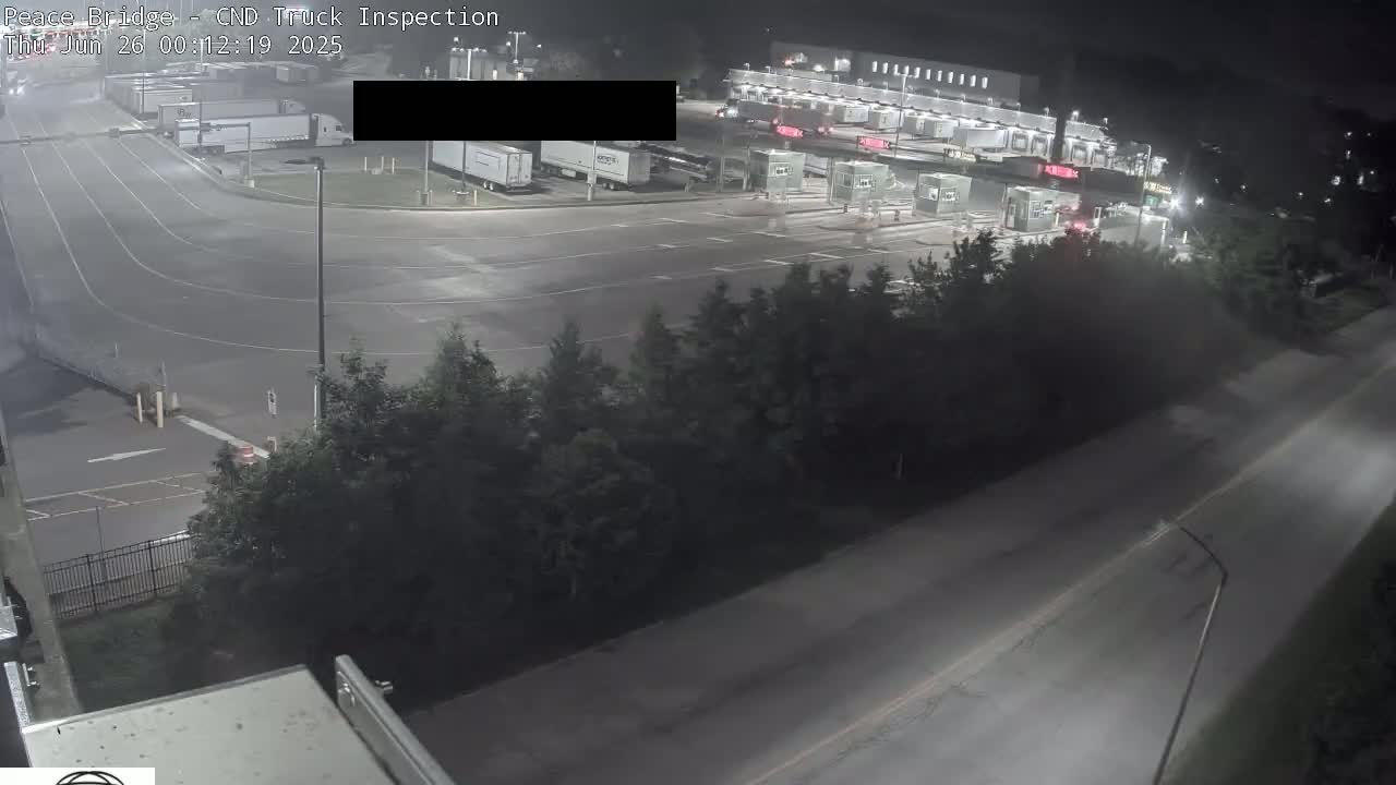 Fort Erie, Peace Bridge Canada Bound Truck Border Crossing Check Toll Booth Live Cam -Fort Erie, Niagara, Ontario, Canada