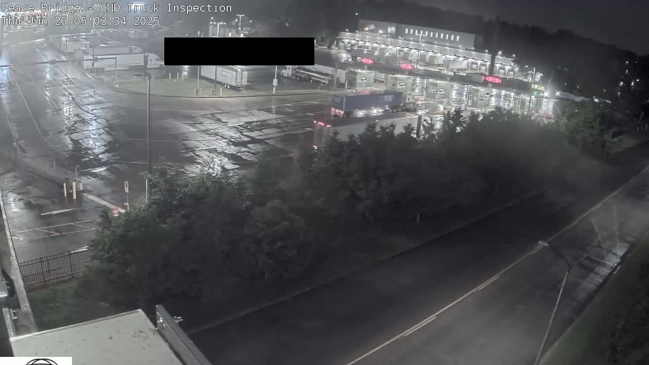 Fort Erie, Peace Bridge Canada Bound Truck Border Crossing Check Toll Booth Live Cam -Fort Erie, Niagara, Ontario, Canada
