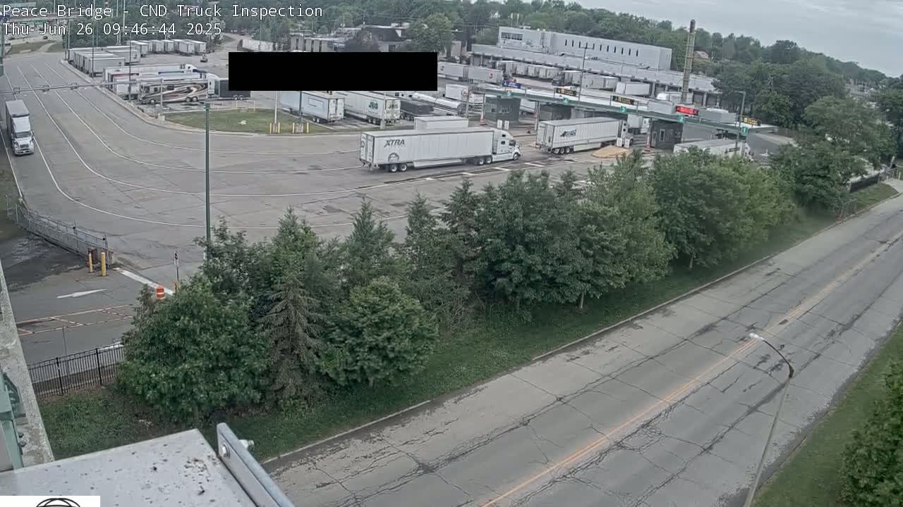 Fort Erie, Peace Bridge Canada Bound Truck Border Crossing Check Toll Booth Live Cam -Fort Erie, Niagara, Ontario, Canada