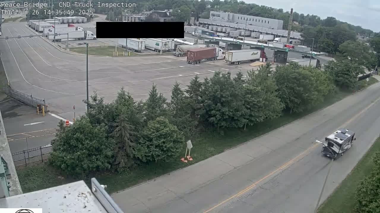 Fort Erie, Peace Bridge Canada Bound Truck Border Crossing Check Toll Booth Live Cam -Fort Erie, Niagara, Ontario, Canada