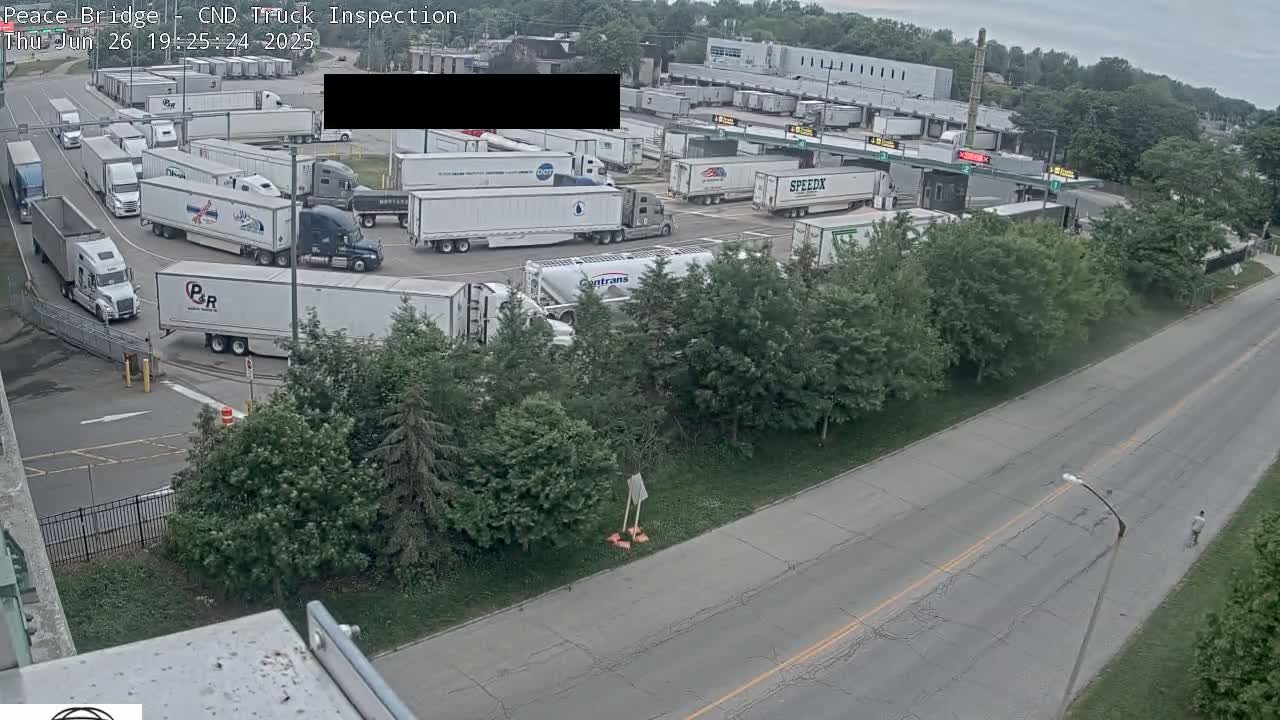 Fort Erie, Peace Bridge Canada Bound Truck Border Crossing Check Toll Booth Live Cam -Fort Erie, Niagara, Ontario, Canada