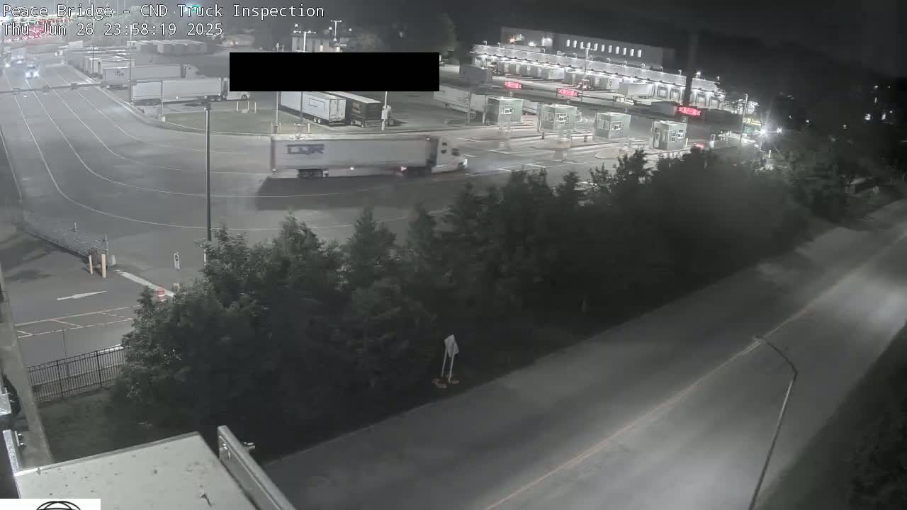 Fort Erie, Peace Bridge Canada Bound Truck Border Crossing Check Toll Booth Live Cam -Fort Erie, Niagara, Ontario, Canada