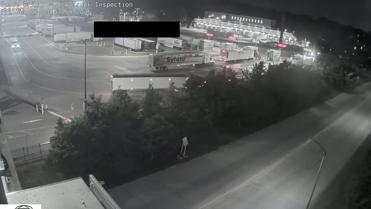 Fort Erie, Peace Bridge Canada Bound Truck Border Crossing Check Toll Booth Live Cam -Fort Erie, Niagara, Ontario, Canada