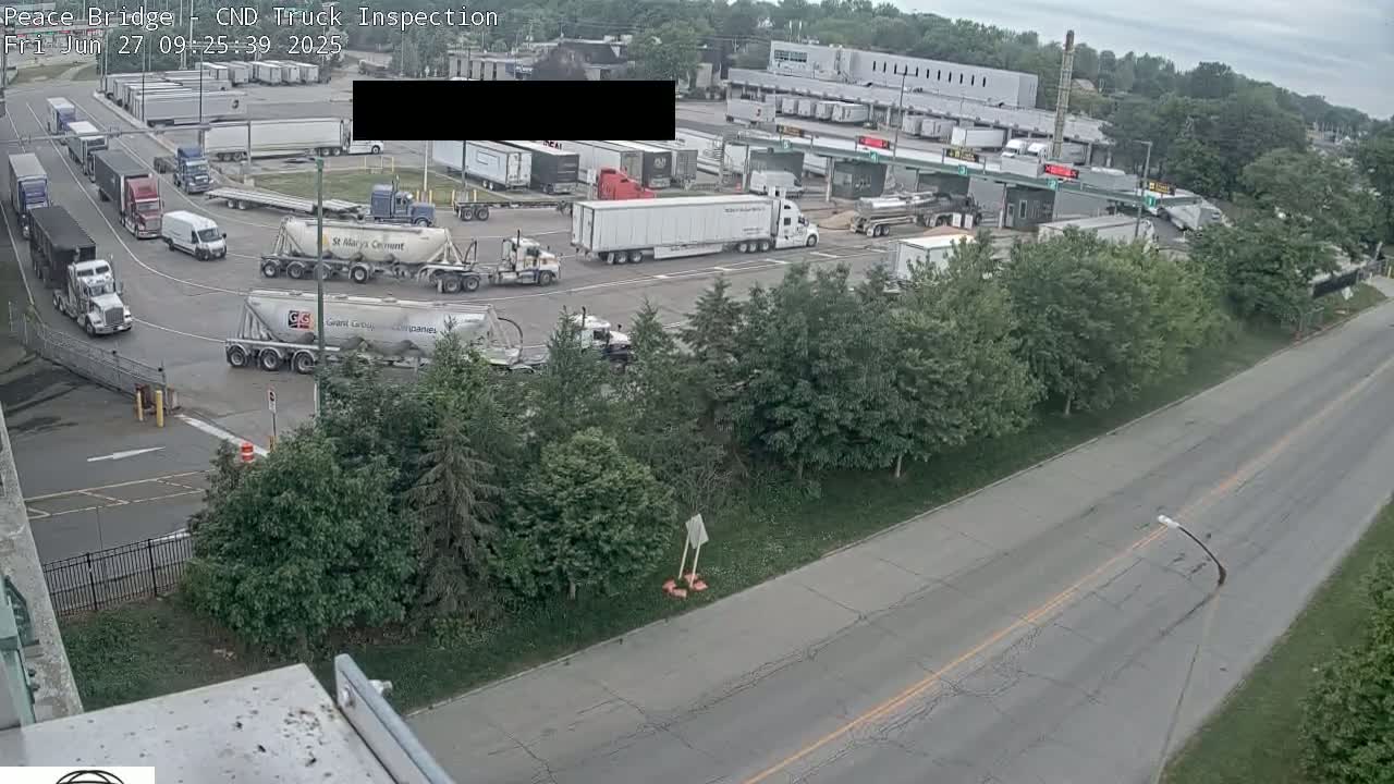 Fort Erie, Peace Bridge Canada Bound Truck Border Crossing Check Toll Booth Live Cam -Fort Erie, Niagara, Ontario, Canada