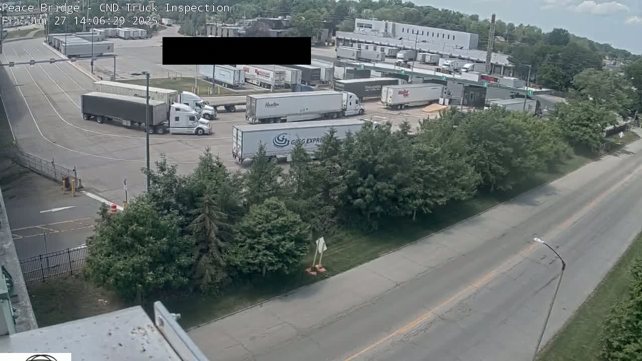 Fort Erie, Peace Bridge Canada Bound Truck Border Crossing Check Toll Booth Live Cam -Fort Erie, Niagara, Ontario, Canada