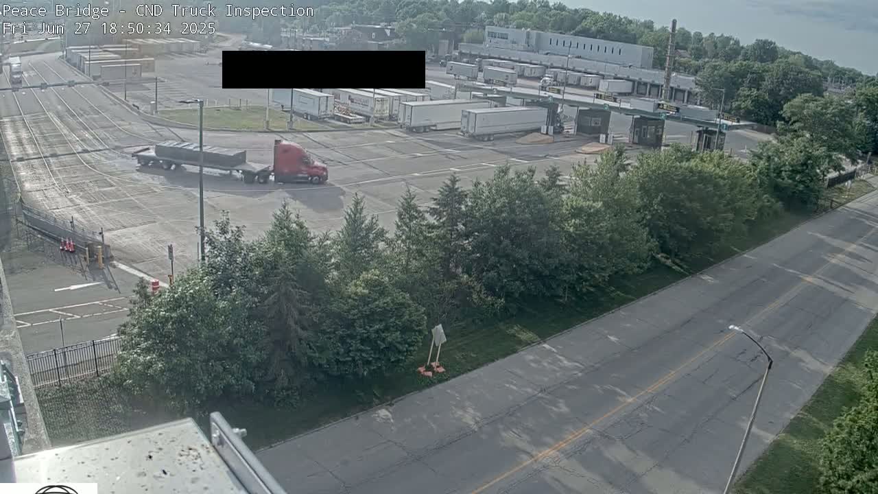 Fort Erie, Peace Bridge Canada Bound Truck Border Crossing Check Toll Booth Live Cam -Fort Erie, Niagara, Ontario, Canada