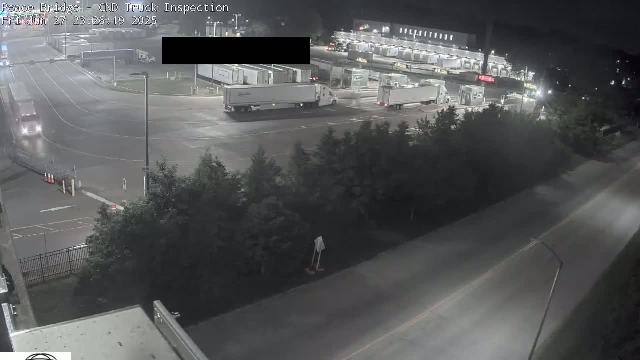 Fort Erie, Peace Bridge Canada Bound Truck Border Crossing Check Toll Booth Live Cam -Fort Erie, Niagara, Ontario, Canada