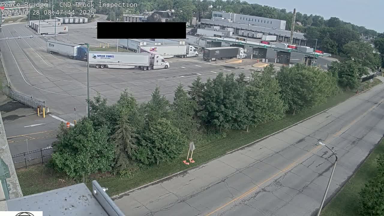 Fort Erie, Peace Bridge Canada Bound Truck Border Crossing Check Toll Booth Live Cam -Fort Erie, Niagara, Ontario, Canada