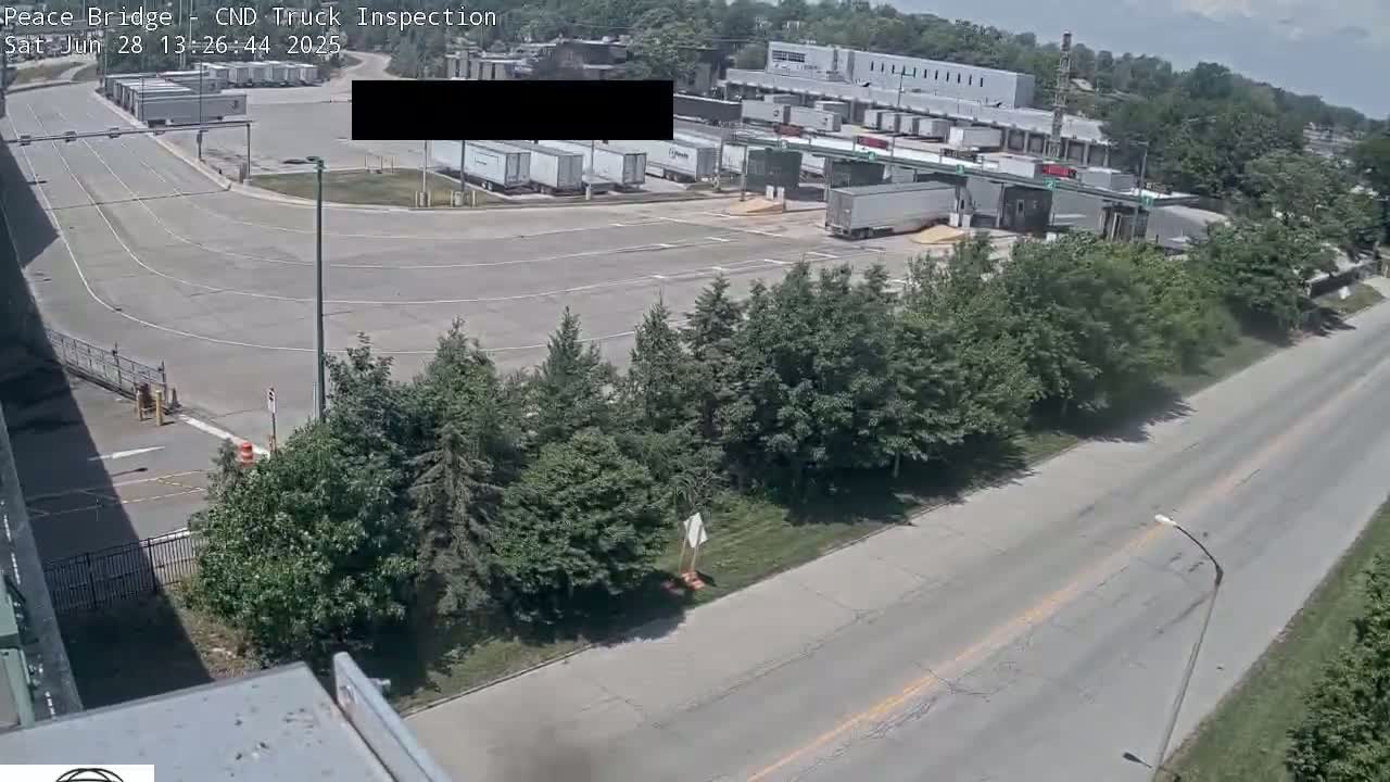 Fort Erie, Peace Bridge Canada Bound Truck Border Crossing Check Toll Booth Live Cam -Fort Erie, Niagara, Ontario, Canada