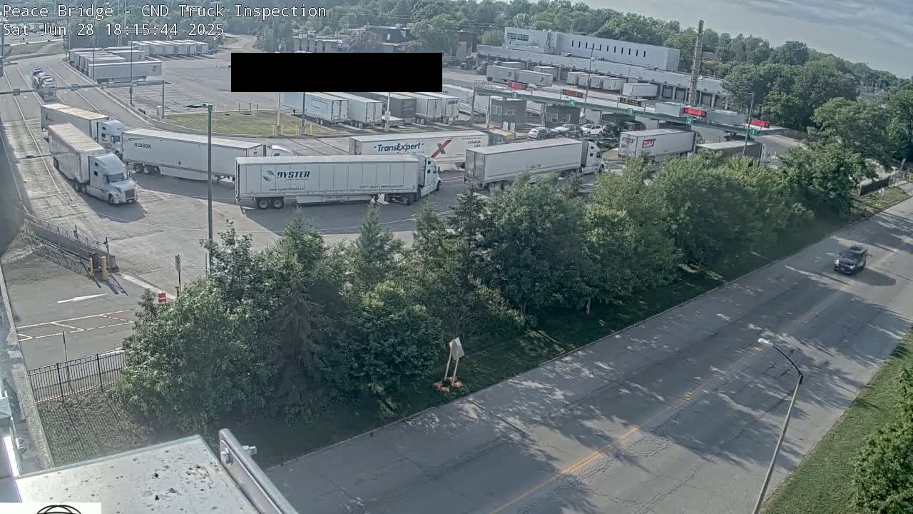 Fort Erie, Peace Bridge Canada Bound Truck Border Crossing Check Toll Booth Live Cam -Fort Erie, Niagara, Ontario, Canada