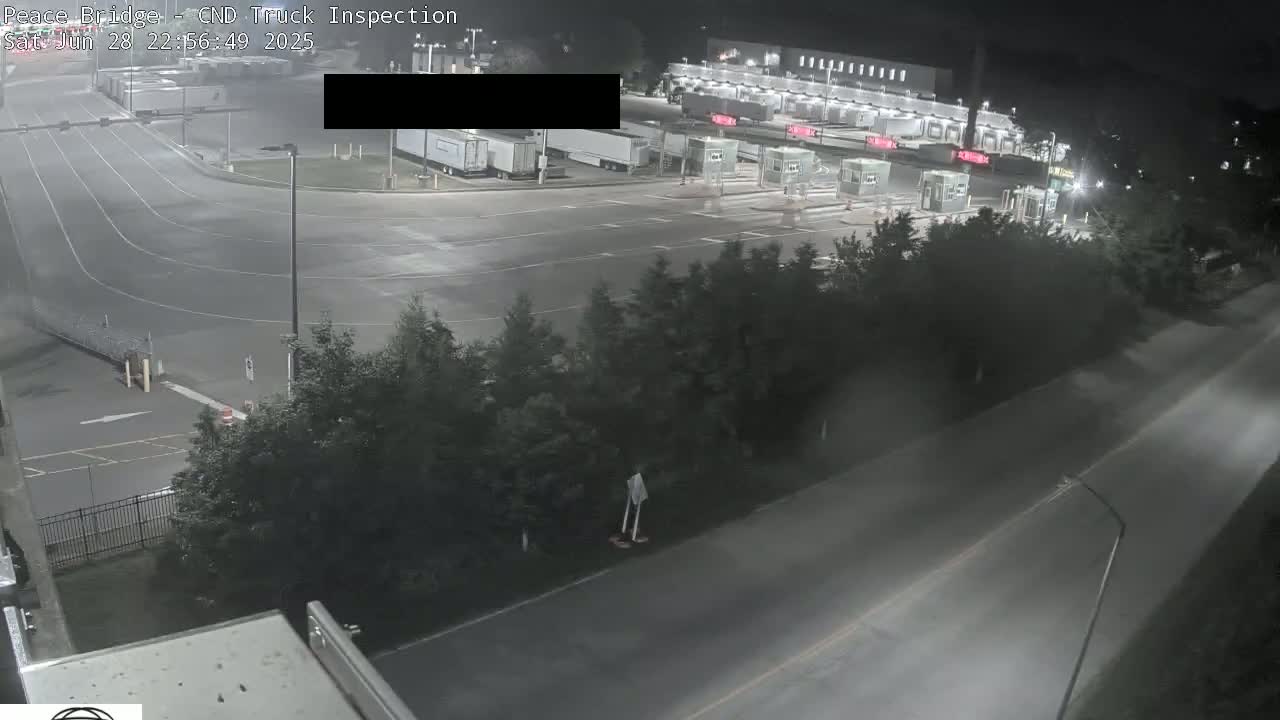 Fort Erie, Peace Bridge Canada Bound Truck Border Crossing Check Toll Booth Live Cam -Fort Erie, Niagara, Ontario, Canada