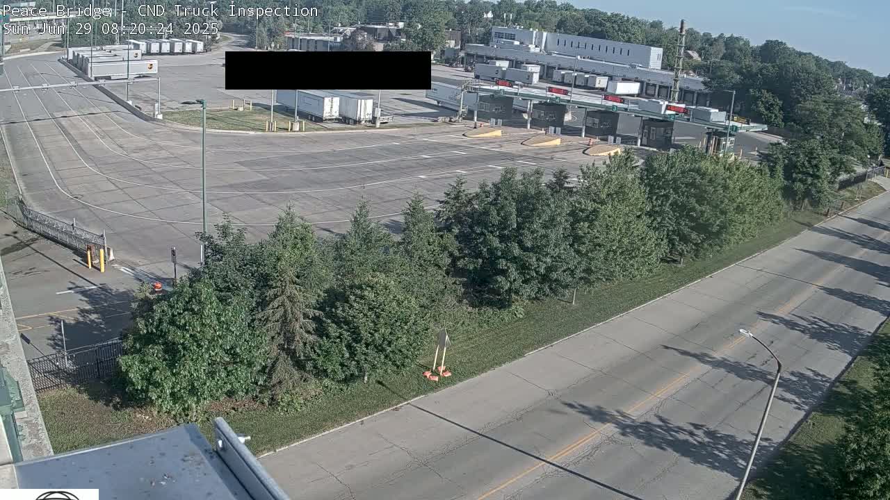 Fort Erie, Peace Bridge Canada Bound Truck Border Crossing Check Toll Booth Live Cam -Fort Erie, Niagara, Ontario, Canada